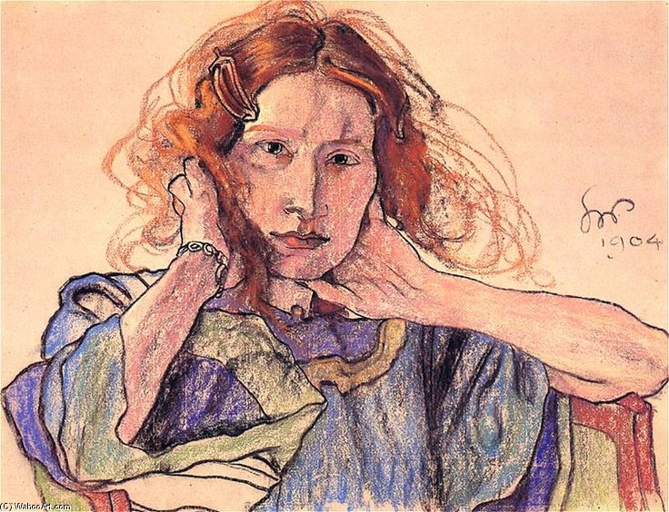Wikioo.org - Bách khoa toàn thư về mỹ thuật - Vẽ tranh, Tác phẩm nghệ thuật Stanislaw Wyspianski - Portrait Of Irena Solska