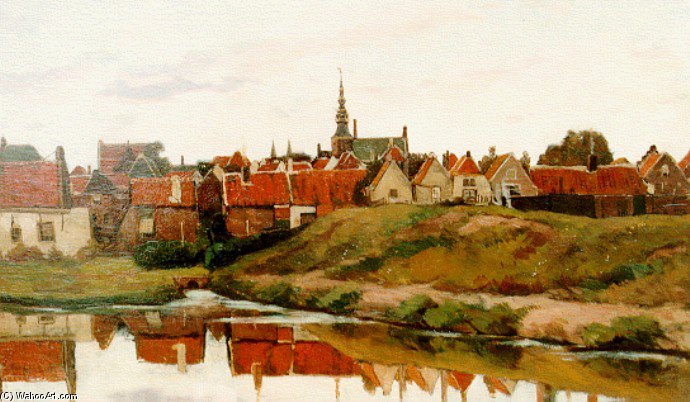 Wikioo.org - The Encyclopedia of Fine Arts - Painting, Artwork by Nicolaas Bastert - Gezicht Op Zierikzee Vanaf De Westhavendijk