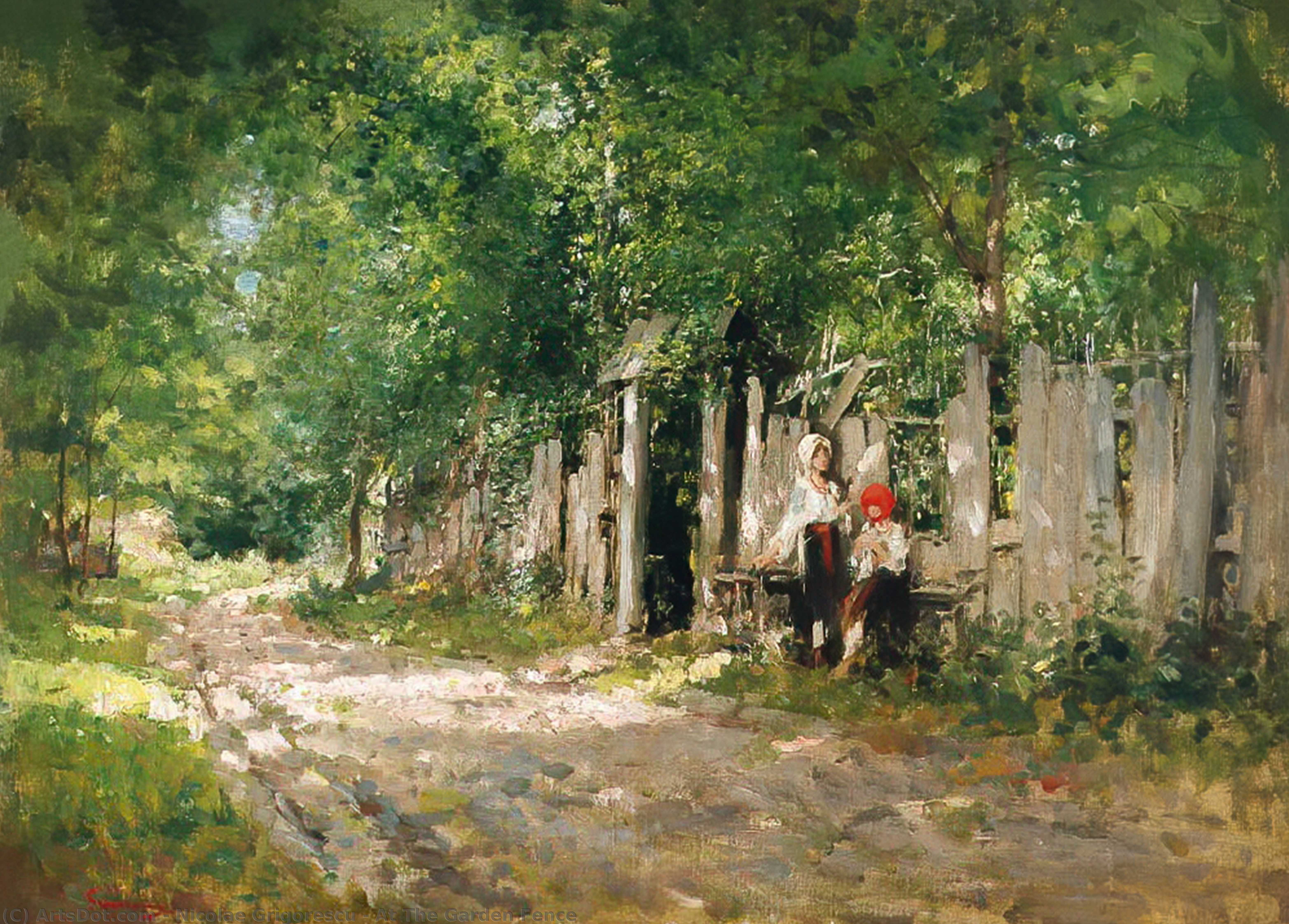 Wikioo.org - The Encyclopedia of Fine Arts - Painting, Artwork by Nicolae Grigorescu - At The Garden Fence