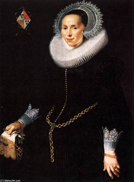 Wikioo.org - The Encyclopedia of Fine Arts - Painting, Artwork by Nicolaes Eliasz Pickenoy - Portrait Of Johanna Le Maire