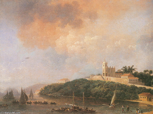 Wikioo.org - The Encyclopedia of Fine Arts - Painting, Artwork by Nicolas Antoine Taunay - View From The Outeiro, The Beach And The Church Of Glória