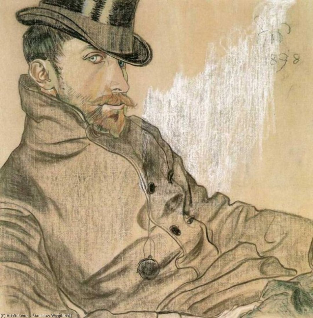Wikioo.org - The Encyclopedia of Fine Arts - Painting, Artwork by Stanislaw Wyspianski - Portrait Of Kazimierz Lewandowski