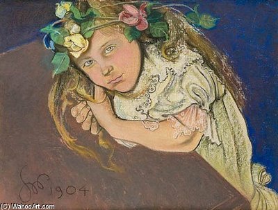 Wikioo.org - สารานุกรมวิจิตรศิลป์ - จิตรกรรม Stanislaw Wyspianski - Portrait Of Miss Sternbach
