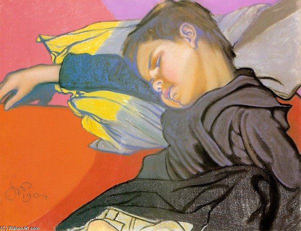 Wikioo.org - The Encyclopedia of Fine Arts - Painting, Artwork by Stanislaw Wyspianski - Sleeping Mietek