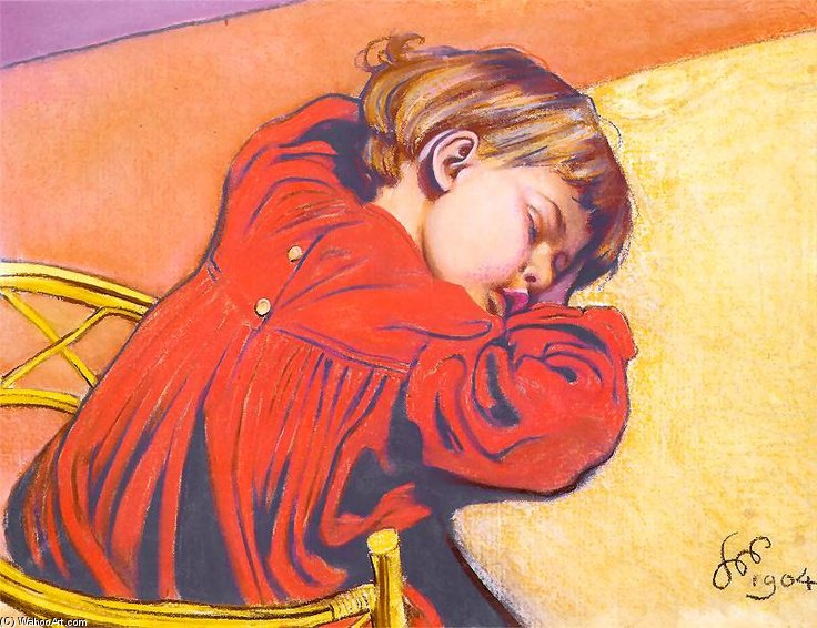Wikioo.org - สารานุกรมวิจิตรศิลป์ - จิตรกรรม Stanislaw Wyspianski - Sleeping Stas