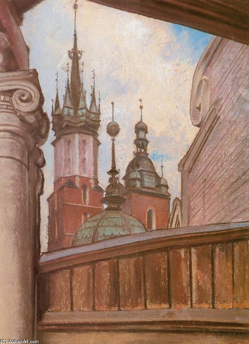 Wikioo.org - The Encyclopedia of Fine Arts - Painting, Artwork by Stanislaw Wyspianski - Two Towers Of St. Mary's Church In Cracow