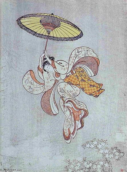 WikiOO.org - Güzel Sanatlar Ansiklopedisi - Resim, Resimler Suzuki Harunobu - Girl Jumps