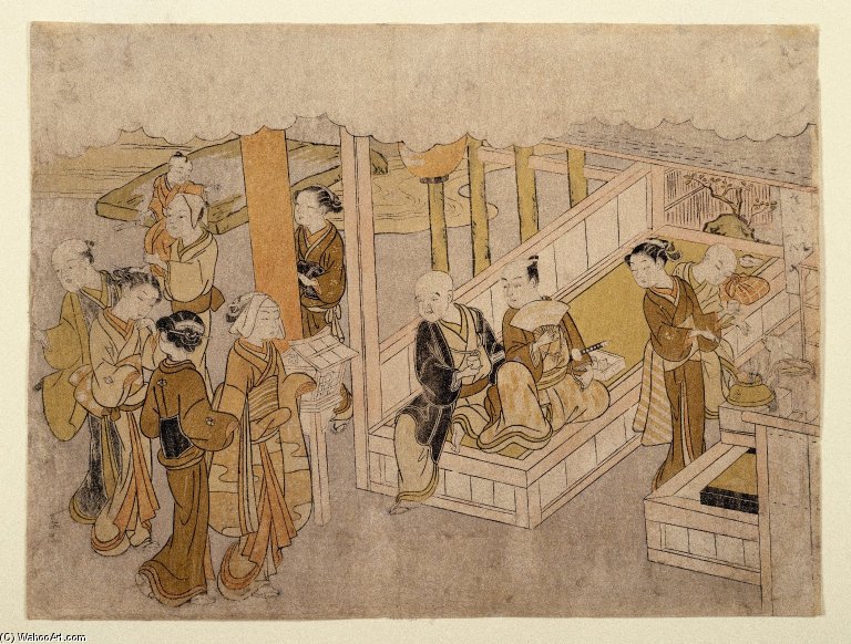 Wikioo.org - The Encyclopedia of Fine Arts - Painting, Artwork by Suzuki Harunobu - The Meeting Together From The Marriage Ceremonies