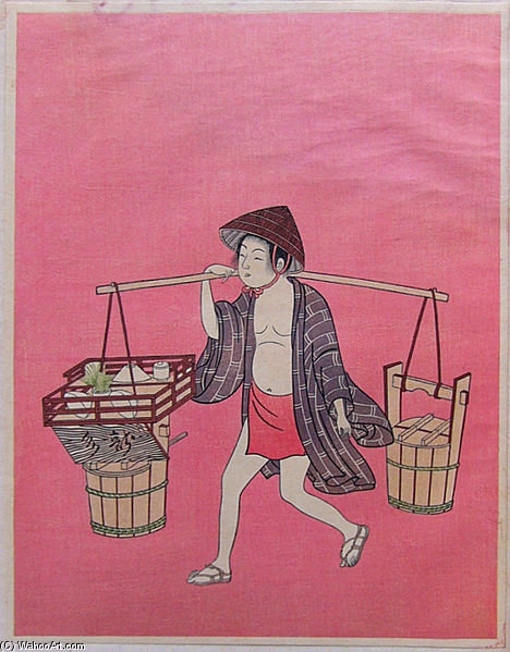 Wikioo.org - The Encyclopedia of Fine Arts - Painting, Artwork by Suzuki Harunobu - Water Vender