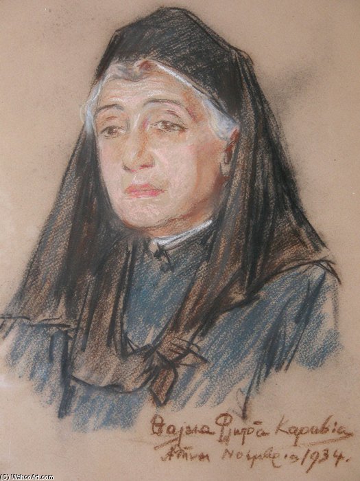 WikiOO.org - Encyclopedia of Fine Arts - Målning, konstverk Thalia Flora Karavia - Portrait Of Anna Papadopoulou Mela