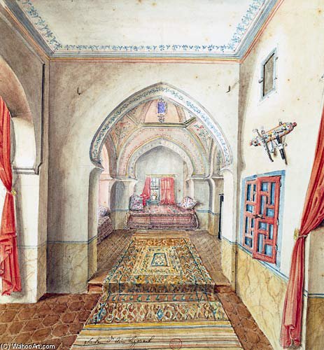 Wikioo.org - The Encyclopedia of Fine Arts - Painting, Artwork by Theodore Leblanc - A Moorish Interior, Algiers On
