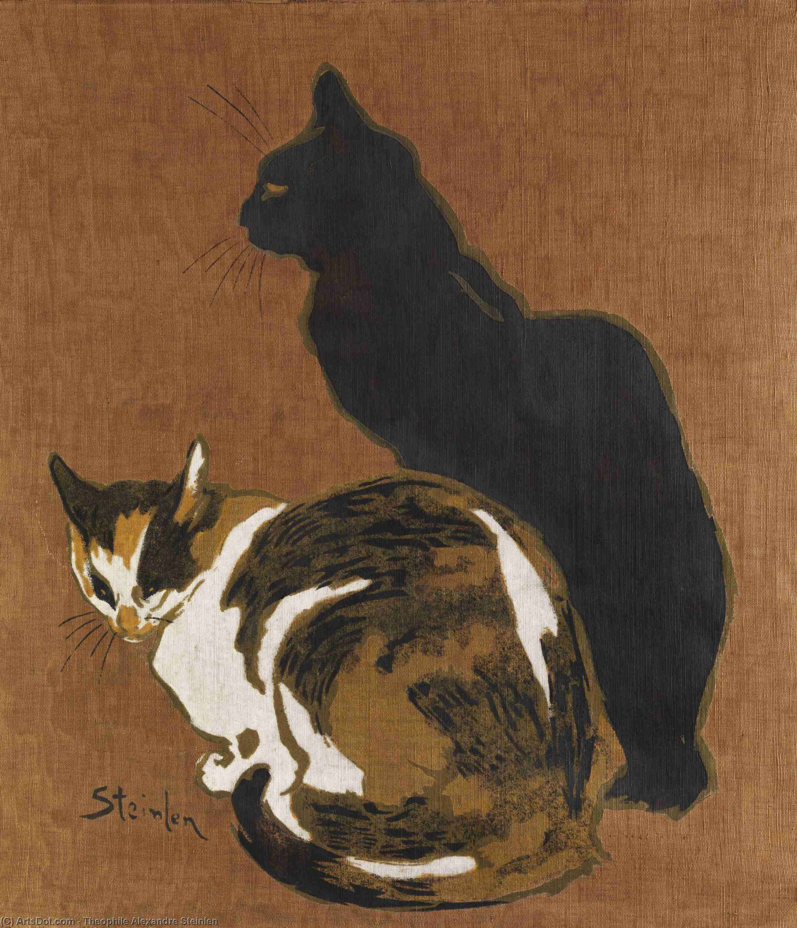 Wikioo.org - The Encyclopedia of Fine Arts - Painting, Artwork by Theophile Alexandre Steinlen - Zwei Katzen