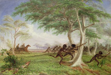 Wikioo.org - สารานุกรมวิจิตรศิลป์ - จิตรกรรม Thomas Baines - Dispersal Of Hostile Tribes Near Baines River