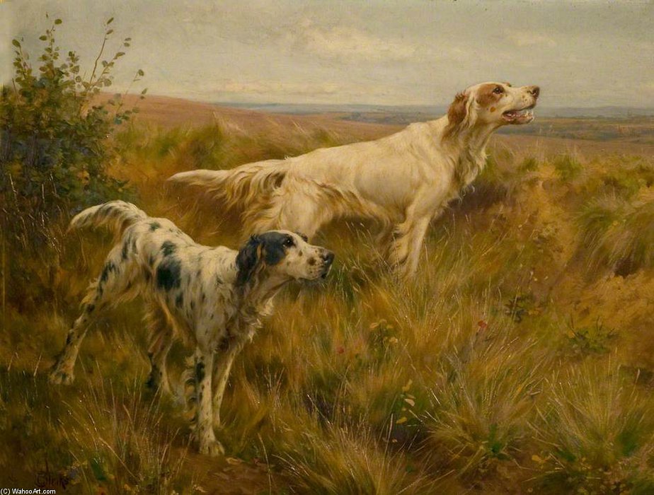 Wikioo.org - The Encyclopedia of Fine Arts - Painting, Artwork by Thomas Blinks - Two Setters In A Landscape