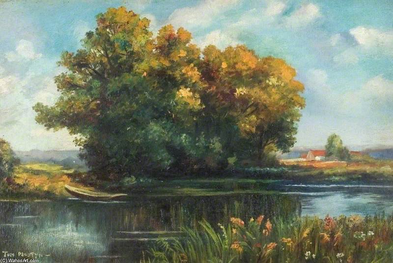 Wikioo.org - The Encyclopedia of Fine Arts - Painting, Artwork by Thomas Edwin Mostyn - A Riverscape