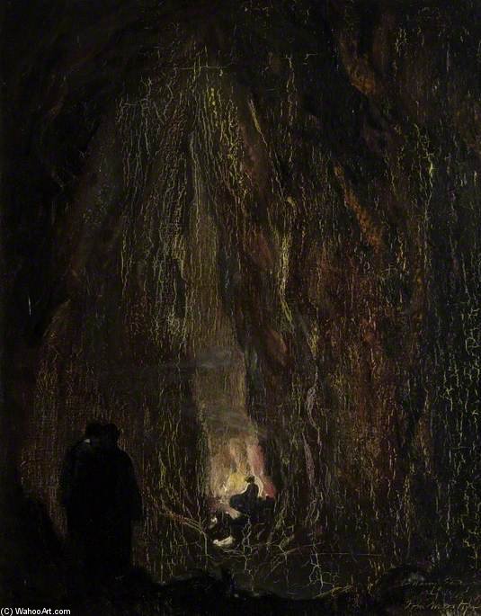 Wikioo.org - The Encyclopedia of Fine Arts - Painting, Artwork by Thomas Edwin Mostyn - White Spot Cave By The Reservoir At Cheddar Gorge