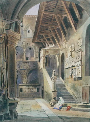 Wikioo.org - The Encyclopedia of Fine Arts - Painting, Artwork by Thomas Hartley Cromek - Court Of The Bargello