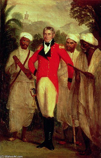 Wikioo.org - The Encyclopedia of Fine Arts - Painting, Artwork by Thomas Hickey - Colonel Colin Mackenzie And His Indian Pandits