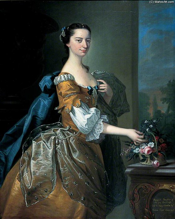 Wikioo.org - The Encyclopedia of Fine Arts - Painting, Artwork by Thomas Hudson - Margaret, Wife Of Sir Henry Oxenden