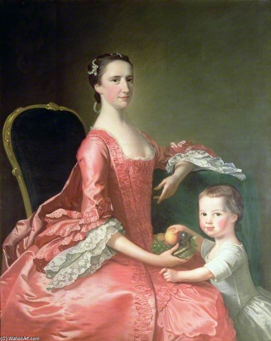 Wikioo.org - The Encyclopedia of Fine Arts - Painting, Artwork by Thomas Hudson - Mrs Bowles, Wife Of Canon Bowles, And Her Child