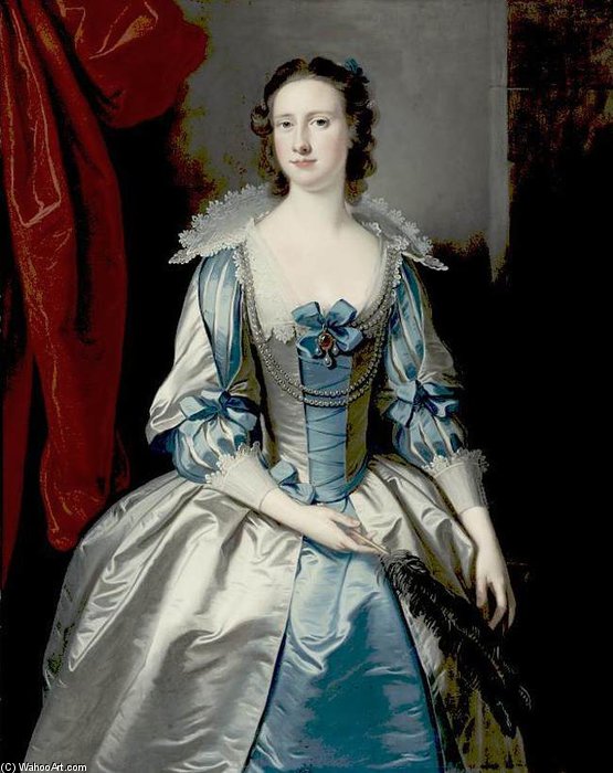 Wikioo.org – La Enciclopedia de las Bellas Artes - Pintura, Obras de arte de Thomas Hudson - Retrato de una dama