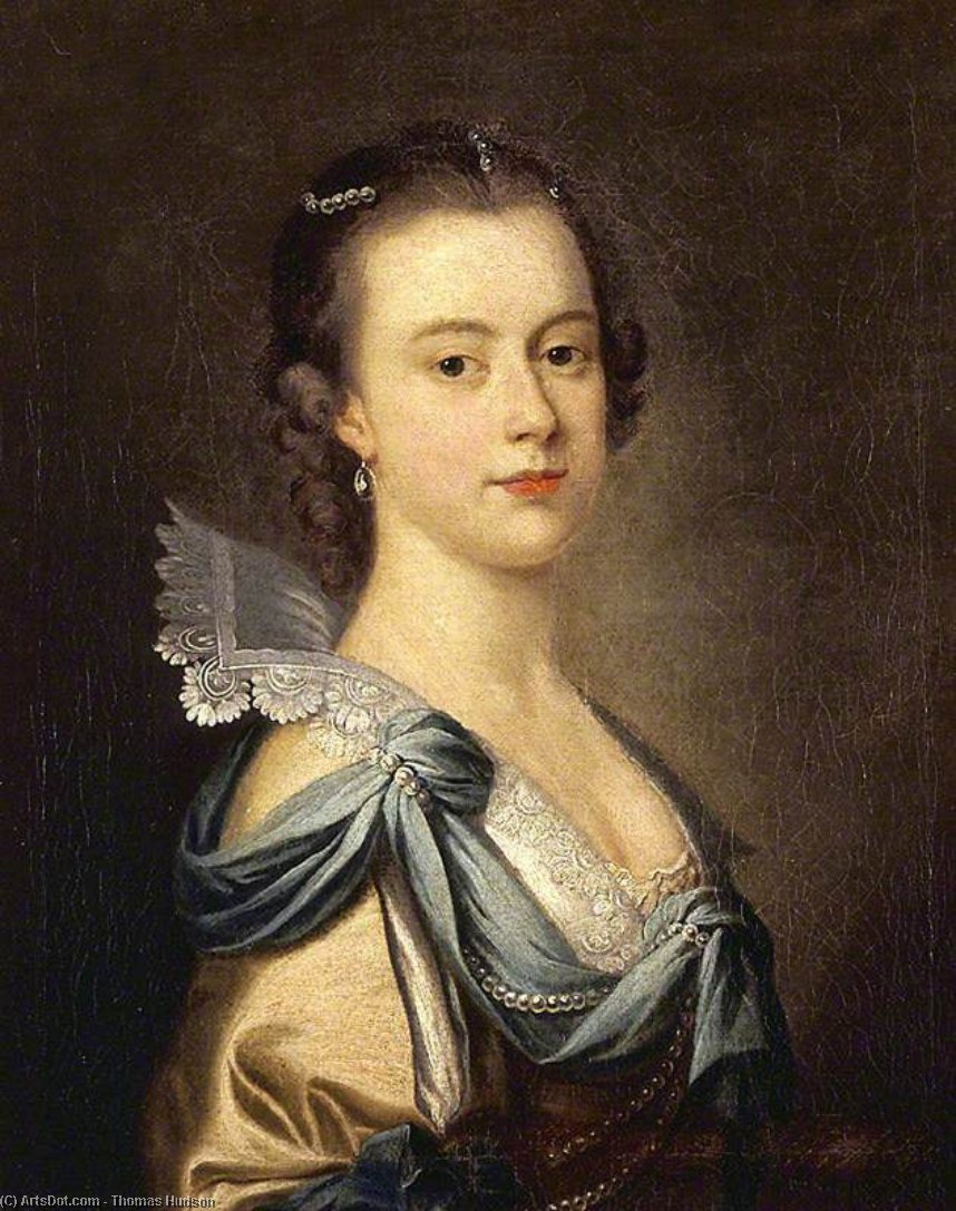 Wikioo.org - The Encyclopedia of Fine Arts - Painting, Artwork by Thomas Hudson - Portrait Of An Unidentified Young Lady