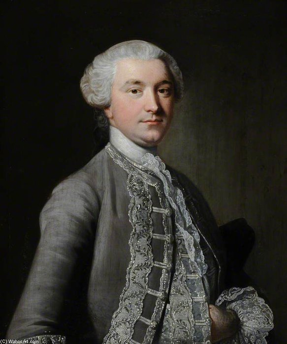 Wikioo.org - Die Enzyklopädie bildender Kunst - Malerei, Kunstwerk von Thomas Hudson - porträt von eine unbekannt mann in ein Grau Anzug