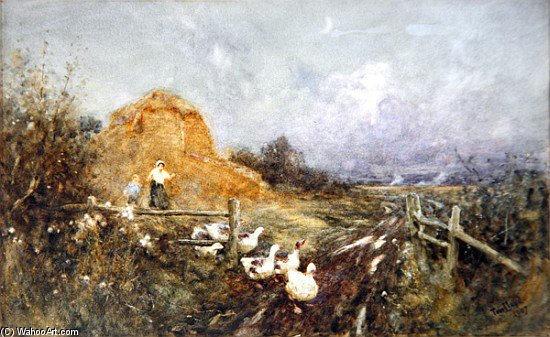 WikiOO.org - Енциклопедия за изящни изкуства - Живопис, Произведения на изкуството Thomas James Lloyd - Driving Geese, Early Evening
