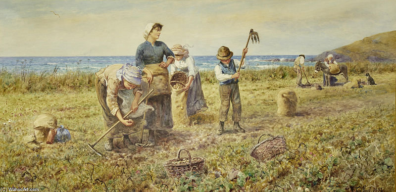 Wikioo.org - Die Enzyklopädie bildender Kunst - Malerei, Kunstwerk von Thomas James Lloyd - Die Kartoffel-Ernte
