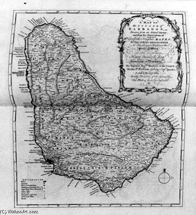 Wikioo.org - สารานุกรมวิจิตรศิลป์ - จิตรกรรม Thomas Jefferys - Map Of Barbados