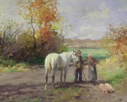 Wikioo.org - สารานุกรมวิจิตรศิลป์ - จิตรกรรม Thomas Ludwig Herbst - Encounter On The Way To The Field