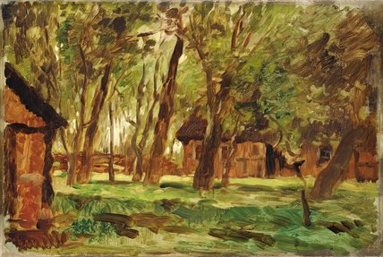 Wikioo.org - The Encyclopedia of Fine Arts - Painting, Artwork by Thomas Ludwig Herbst - Farmstead Under Trees