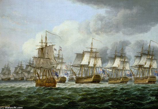Wikioo.org - The Encyclopedia of Fine Arts - Painting, Artwork by Thomas Luny - The Battle Of Cape Piece Of Vincent Or At The Dogger Bank