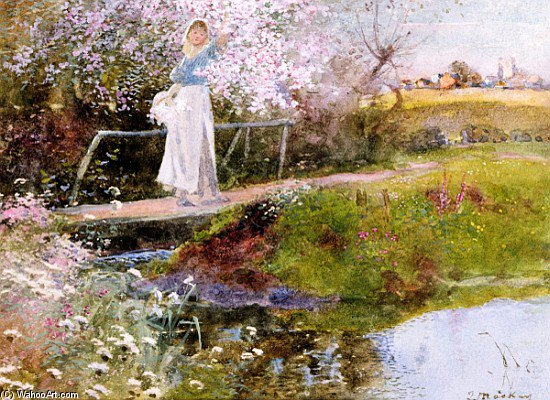 Wikioo.org – La Enciclopedia de las Bellas Artes - Pintura, Obras de arte de Thomas Mackay - The Orchard Brook