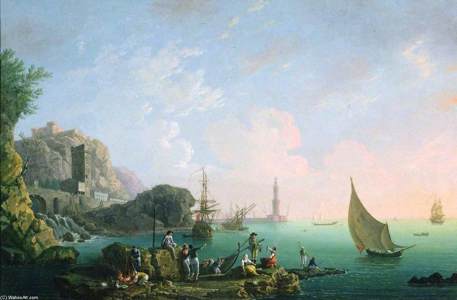 Wikioo.org - The Encyclopedia of Fine Arts - Painting, Artwork by Thomas Patch - Italian Port Scene, Sunrise