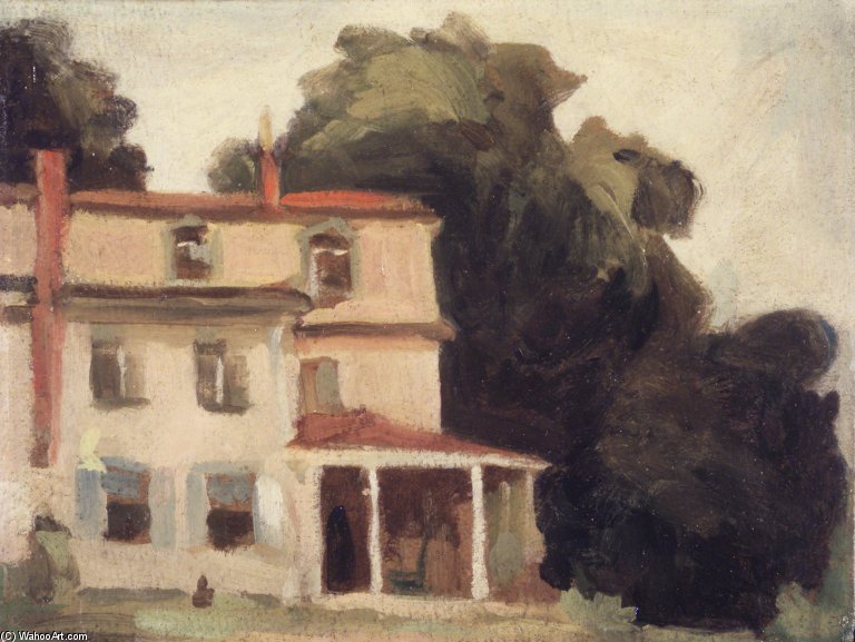 Wikioo.org - The Encyclopedia of Fine Arts - Painting, Artwork by Thomas Pollock Anshutz - House And Tree