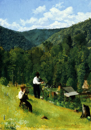 Wikioo.org - The Encyclopedia of Fine Arts - Painting, Artwork by Thomas Pollock Anshutz - The Farmer And His Son At Harvesting