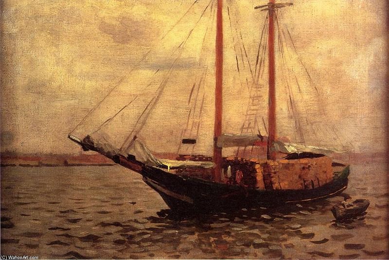 WikiOO.org - Encyclopedia of Fine Arts - Lukisan, Artwork Thomas Pollock Anshutz - The Lumber Boat