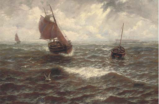 Wikioo.org - The Encyclopedia of Fine Arts - Painting, Artwork by Thomas Rose Miles - Off Great Yarmouth Harbour