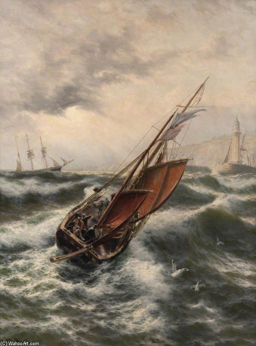WikiOO.org - Encyclopedia of Fine Arts - Schilderen, Artwork Thomas Rose Miles - Stormy Night Off Whitby