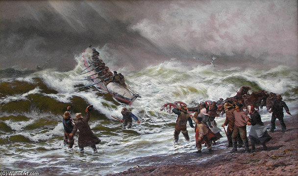 WikiOO.org - Encyclopedia of Fine Arts - Lukisan, Artwork Thomas Rose Miles - The Lifeboat