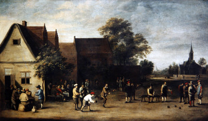 Wikioo.org - The Encyclopedia of Fine Arts - Painting, Artwork by Thomas Van Apshoven - Bowls Players On A Village Green