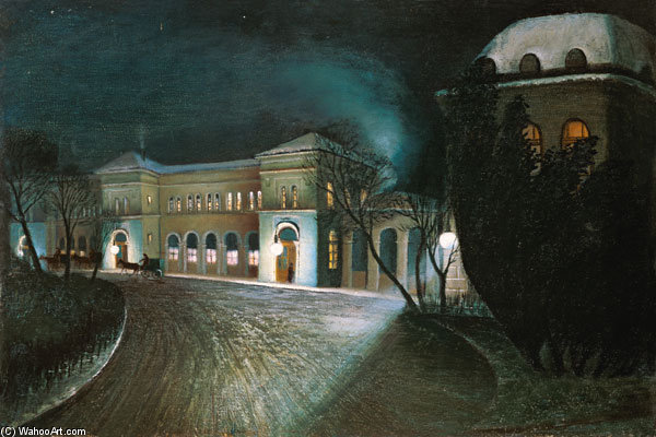 WikiOO.org - Encyclopedia of Fine Arts - Maleri, Artwork Tivadar Kosztka Csontváry - Around Midnight At The Budapest East Station