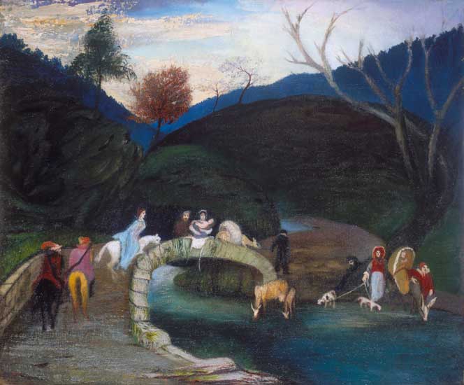 Wikioo.org - The Encyclopedia of Fine Arts - Painting, Artwork by Tivadar Kosztka Csontváry - Company Passing Through A Bridge