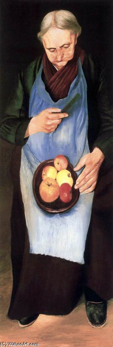 Wikioo.org - Encyklopedia Sztuk Pięknych - Malarstwo, Grafika Tivadar Kosztka Csontváry - Old Woman Peeling Apple