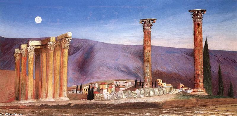 Wikioo.org – L'Enciclopedia delle Belle Arti - Pittura, Opere di Tivadar Kosztka Csontváry - rovine di Antartico  giove  Tempio  contro  Atene