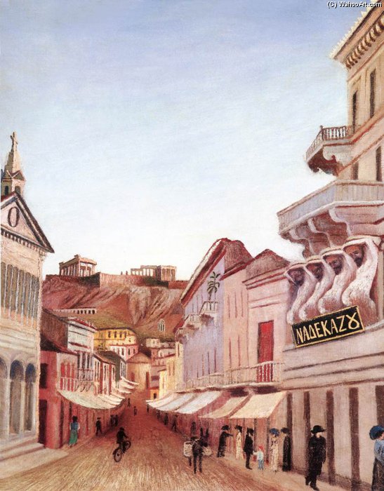 Wikioo.org – L'Encyclopédie des Beaux Arts - Peinture, Oeuvre de Tivadar Kosztka Csontváry - Dans la rue Athen