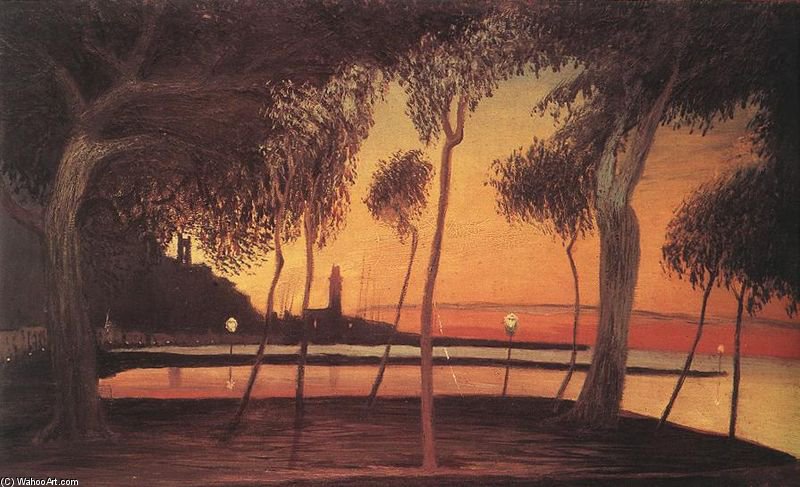 Wikioo.org - The Encyclopedia of Fine Arts - Painting, Artwork by Tivadar Kosztka Csontváry - Sunset In Napoli Bay