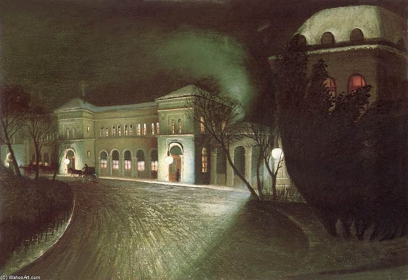 WikiOO.org - Encyclopedia of Fine Arts - Schilderen, Artwork Tivadar Kosztka Csontváry - The Eastern Railway Station At Night