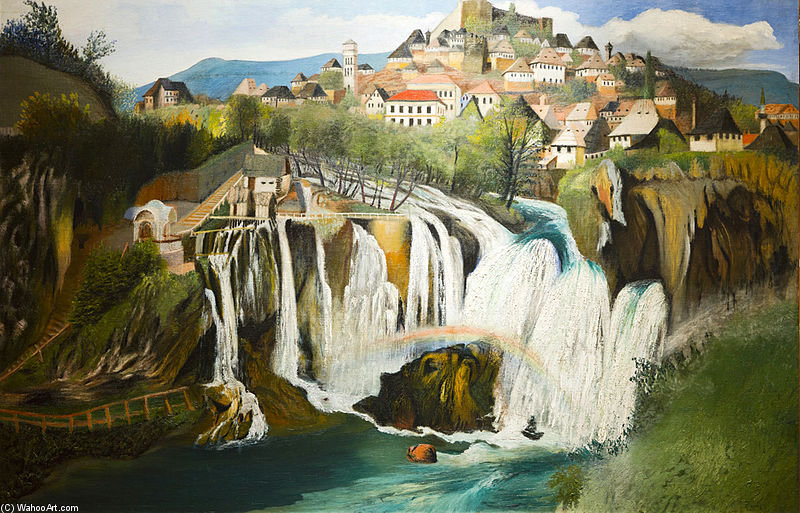 Wikioo.org - Bách khoa toàn thư về mỹ thuật - Vẽ tranh, Tác phẩm nghệ thuật Tivadar Kosztka Csontváry - Waterfall At Jajce